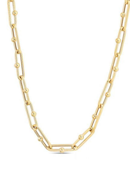 14k Yellow Gold High Polish Elongated Paperclip Jax Link Necklace