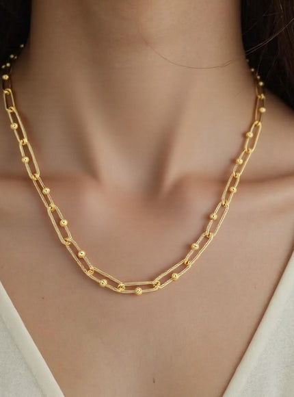 14k Yellow Gold High Polish Elongated Paperclip Jax Link Necklace