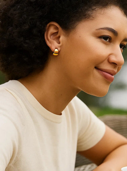 Puffed Up Graduated Hoop Earrings in 14K Yellow Gold
