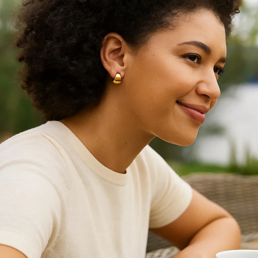 Puffed Up Graduated Hoop Earrings in 14K Yellow Gold