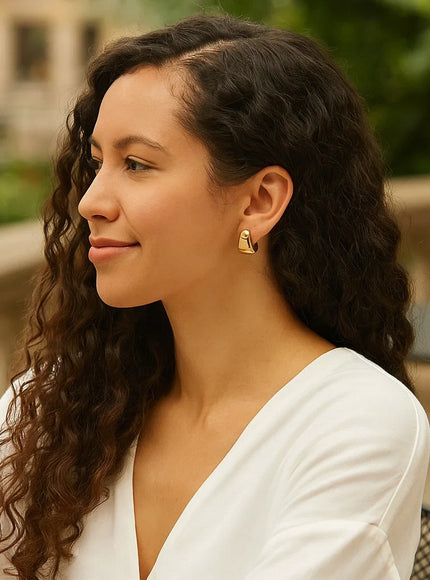 Puffed Up Graduated Hoop Earrings in 14K Yellow Gold