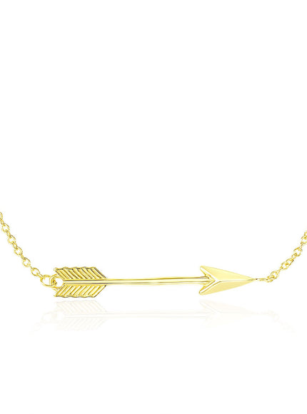 14k Yellow Gold Chain Necklace with Horizontal Arrow Pendant