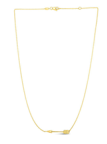14k Yellow Gold Chain Necklace with Horizontal Arrow Pendant