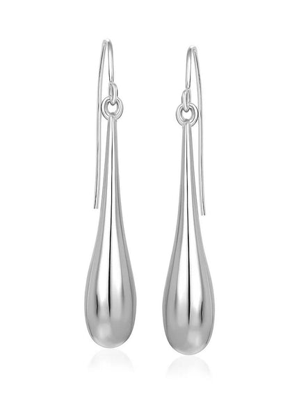 14k White Gold Long Polished Teardrop Dangling Earrings