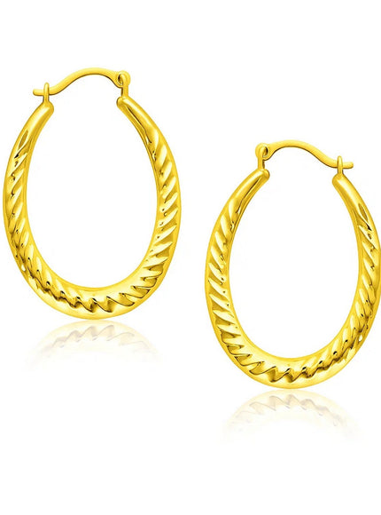 14k Yellow Gold Hoop Earrings with Textured Details
