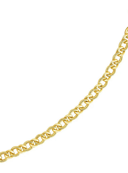 14k Yellow Gold Curb Chain Design with Diamond Cuts Bracelet