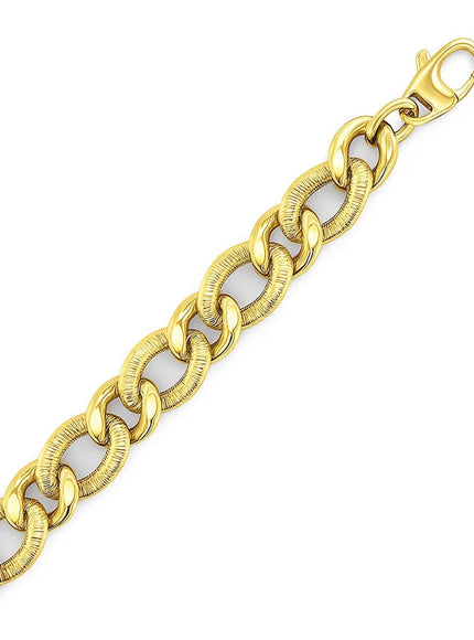 14k Yellow Gold Curb Chain Design with Diamond Cuts Bracelet