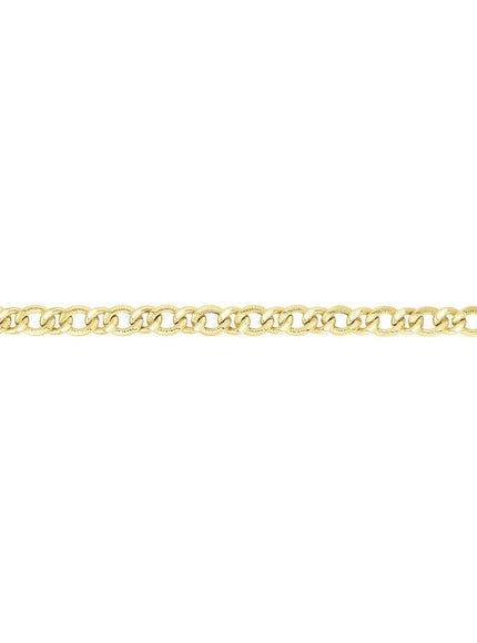 14k Yellow Gold Curb Chain Design with Diamond Cuts Bracelet