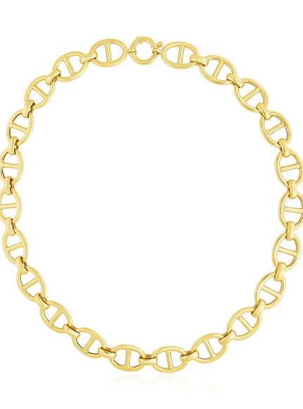 14k Yellow Gold High Polish Oval Mariner Link Necklace (13.8mm)