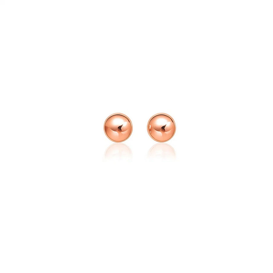 14k Rose Gold Classic Round Shape Stud Earrings (6.0 mm)