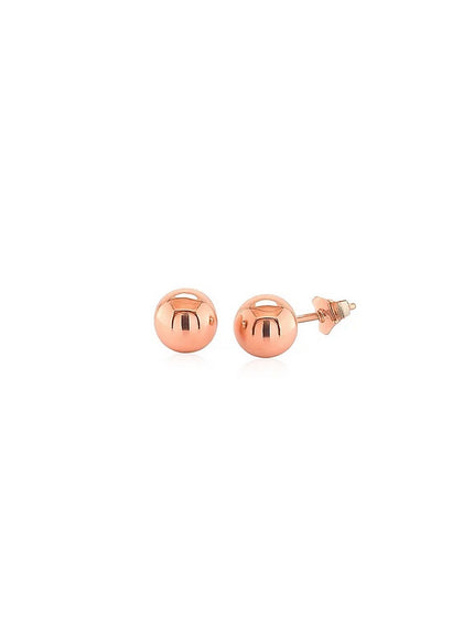 14k Rose Gold Classic Round Shape Stud Earrings (6.0 mm)