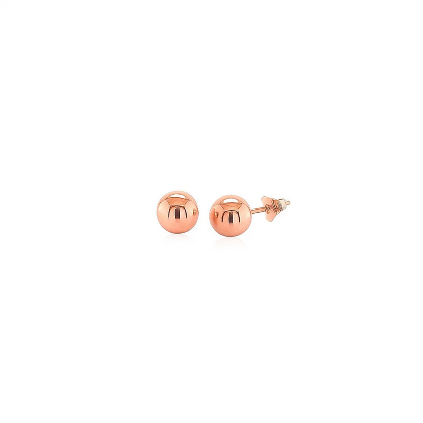 14k Rose Gold Classic Round Shape Stud Earrings (6.0 mm)