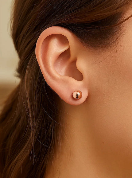 14k Rose Gold Classic Round Shape Stud Earrings (6.0 mm)
