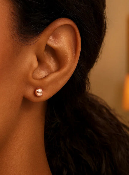 14k Rose Gold Classic Round Shape Stud Earrings (6.0 mm)