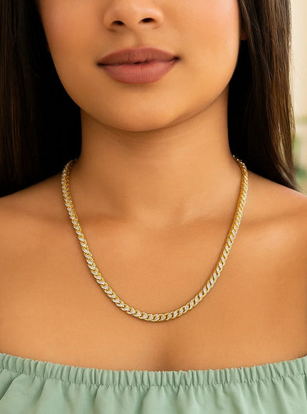 4.0mm 14k Yellow Gold Round Pave Franco Chain