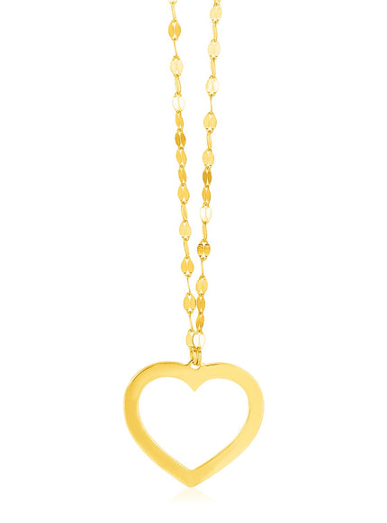 14k Yellow Gold Necklace with Reversible Heart Pendant