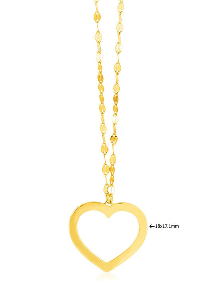 14k Yellow Gold Necklace with Reversible Heart Pendant