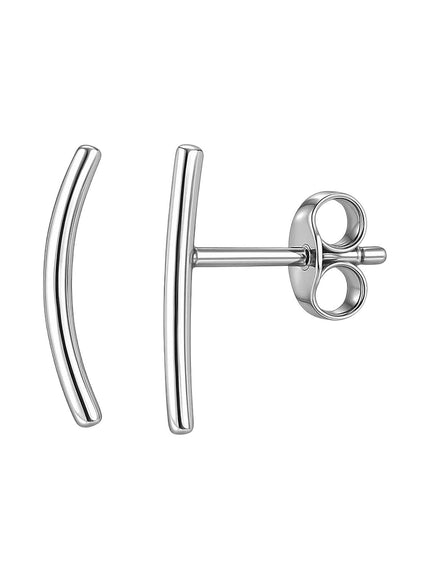 14k White Gold Curve Climber Post Earrings