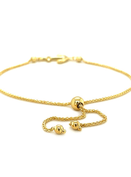 14k Yellow Gold Anchor Design Adjustable Lariat Bracelet