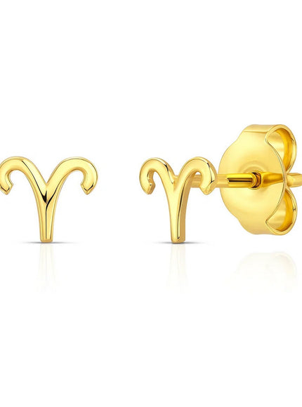 14K Yellow Gold Aries Stud Earrings