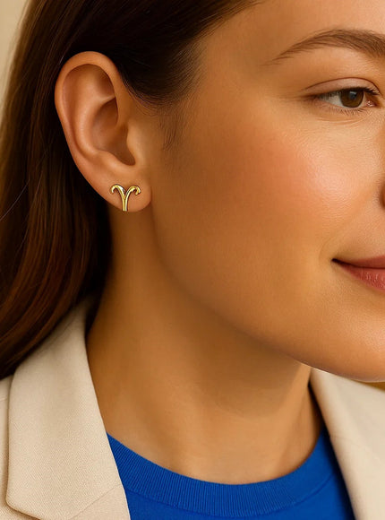 14K Yellow Gold Aries Stud Earrings