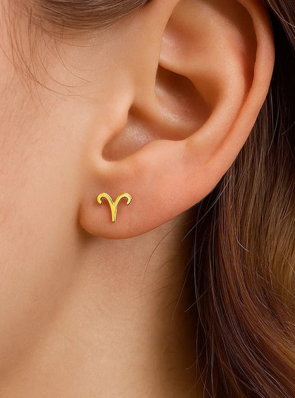 14K Yellow Gold Aries Stud Earrings
