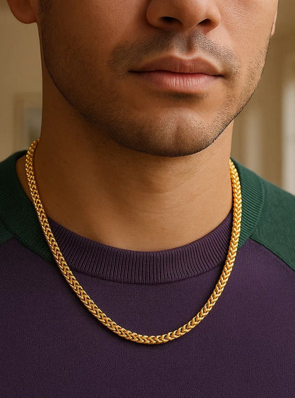 4.6mm 14k Yellow Solid Gold Diamond Cut Round Franco Chain