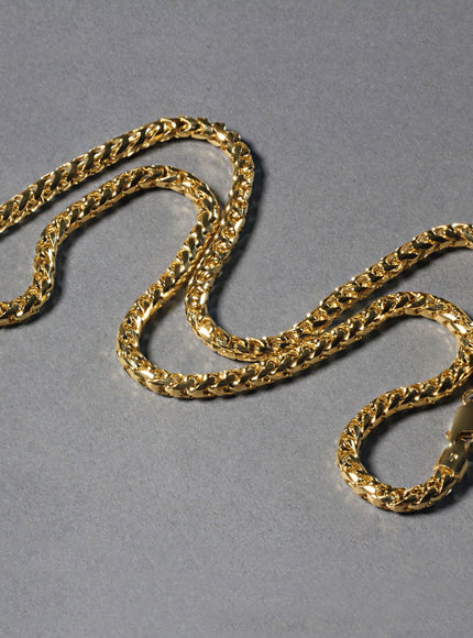 4.6mm 14k Yellow Solid Gold Diamond Cut Round Franco Chain
