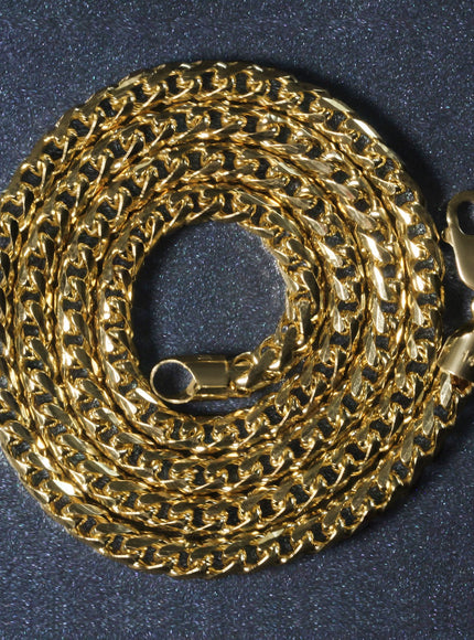 4.6mm 14k Yellow Solid Gold Diamond Cut Round Franco Chain