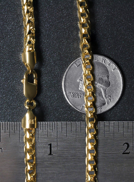 4.6mm 14k Yellow Solid Gold Diamond Cut Round Franco Chain