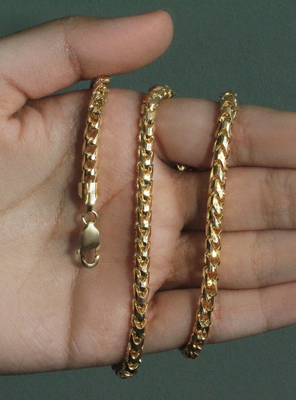 4.6mm 14k Yellow Solid Gold Diamond Cut Round Franco Chain