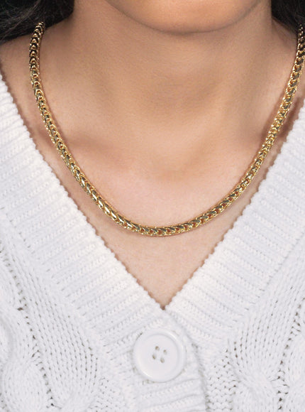 4.6mm 14k Yellow Solid Gold Diamond Cut Round Franco Chain