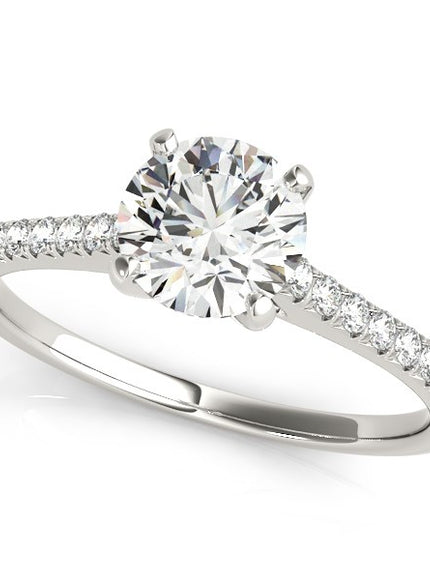 14k White Gold Single Row Scalloped Set Diamond Engagement Ring (1 1/8 cttw)