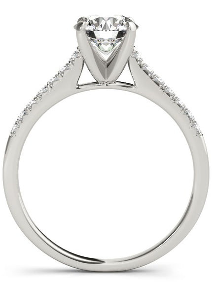14k White Gold Single Row Scalloped Set Diamond Engagement Ring (1 1/8 cttw)