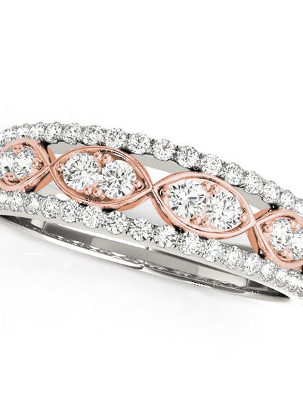 14k White And Rose Gold Doulbe Diamond Infinity Design Band (3/8 cttw)