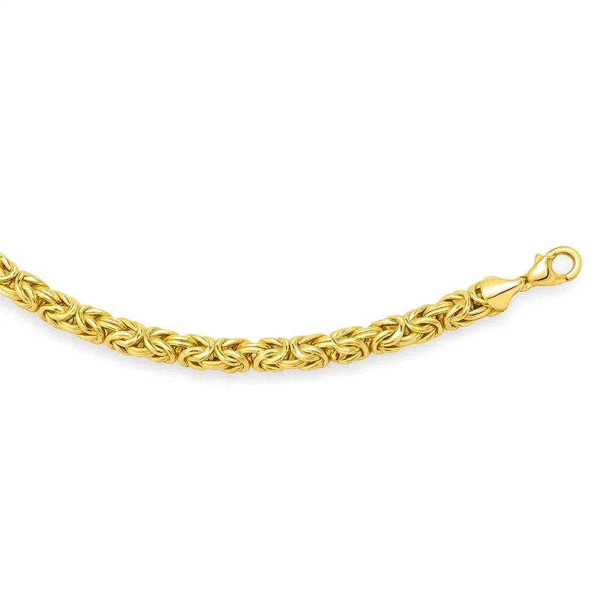 14k Yellow Gold Byzantine Link Shiny Bracelet