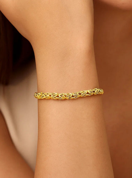 14k Yellow Gold Byzantine Link Shiny Bracelet