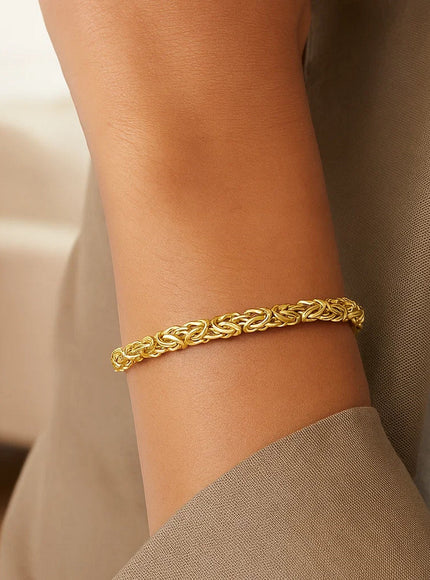 14k Yellow Gold Byzantine Link Shiny Bracelet