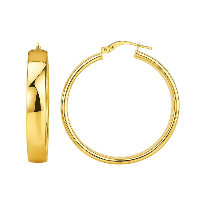 14k Yellow Gold Wedding Band Hoops (35mm)