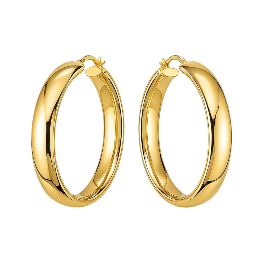 14k Yellow Gold Wedding Band Hoops (35mm)