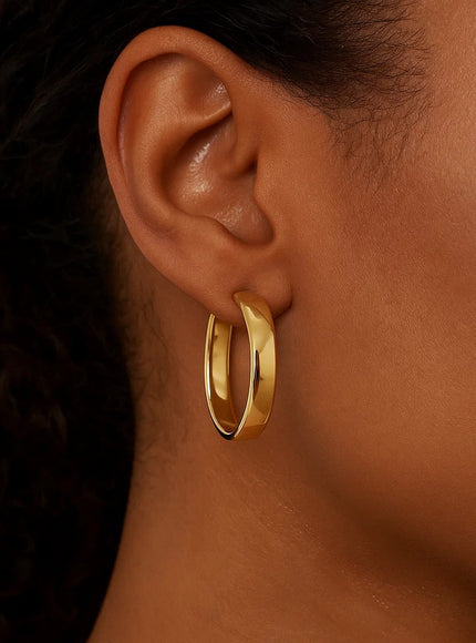 14k Yellow Gold Wedding Band Hoops (35mm)