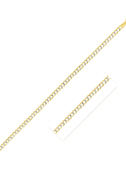 2.6 mm 14k Two Tone Gold Pave Curb Chain