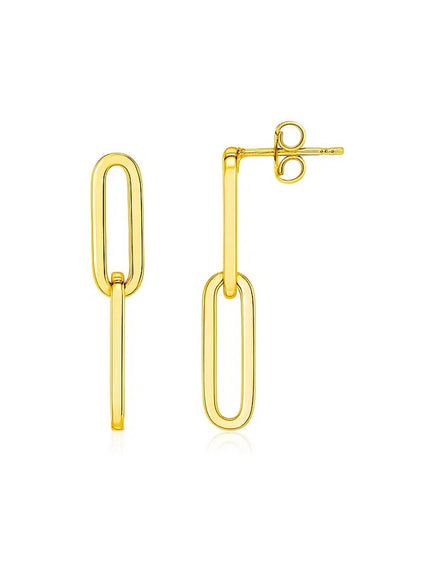 14K Yellow Gold Two Link Paperclip Chain Earrings
