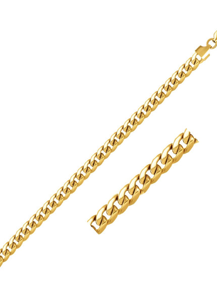 4.5mm 10k Yellow Gold Miami Cuban Semi Solid Chain