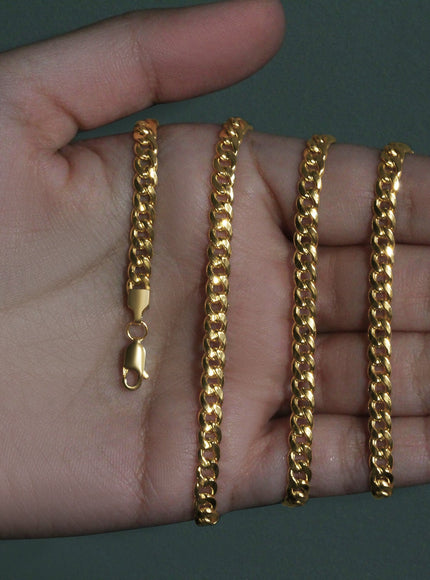 4.5mm 10k Yellow Gold Miami Cuban Semi Solid Chain