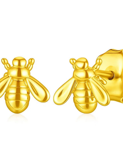 14k Yellow Gold Bee Stud Earrings