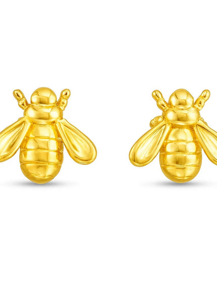 14k Yellow Gold Bee Stud Earrings