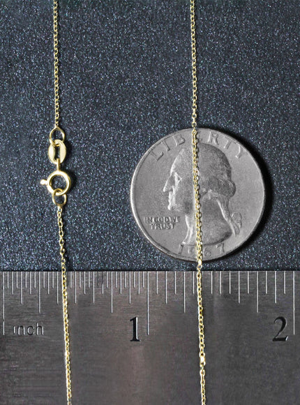 10k Yellow Gold Diamond Cut Cable Link Chain 0.8mm