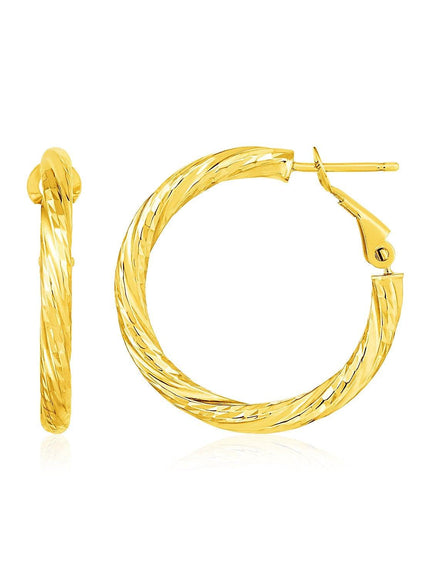 14k Yellow Gold Petite Twisted Round Hoop Earrings - Ellie Belle