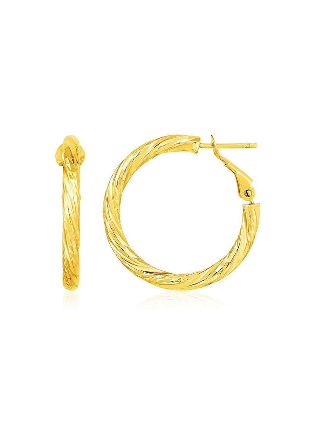 14k Yellow Gold Petite Twisted Round Hoop Earrings - Ellie Belle